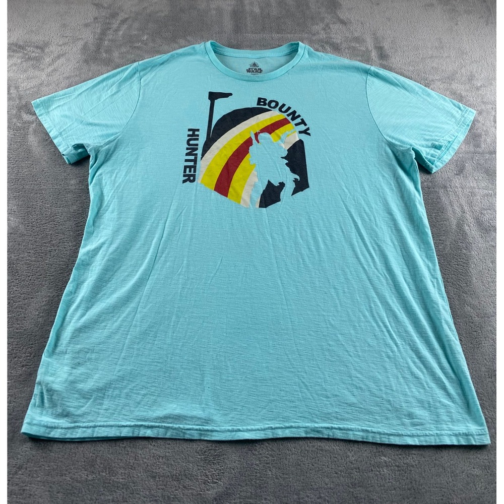 Disney Star Wars Mens 2XL Turquoise Boba Fett Bounty Hunter Graphic‎ T-Shirt